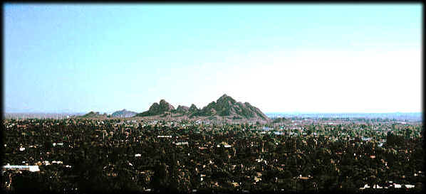 Looking southeast to the Papago Buttes in Papago Park, Phoenix, Arizona.