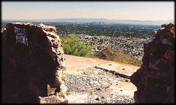 Looking south-southeast out over Phoenix, Arizona from the ruins of the Cloud Nine Restaurant on Shaw Butte.