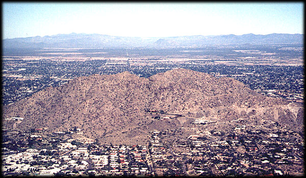 Mummy Mountain from the summit of Camelback Mountain, looking north.