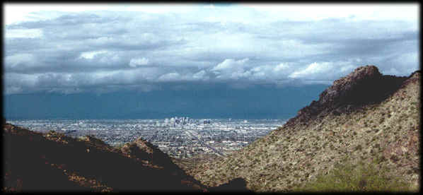 Downtown Phoenix, Arizona from South Mountain, looking north.