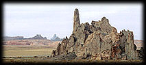 Volcanic spires are among the scenery in beautful Monument Valley, in the Navajo Nation.